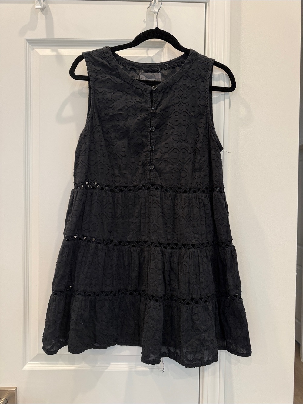 Anthropologie Black Lace Tiered Sundress